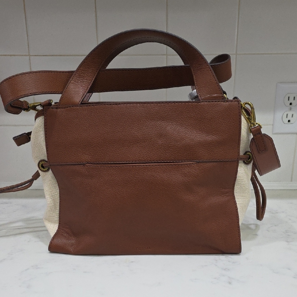 Fossil Brown and Cream Shoulder Bag